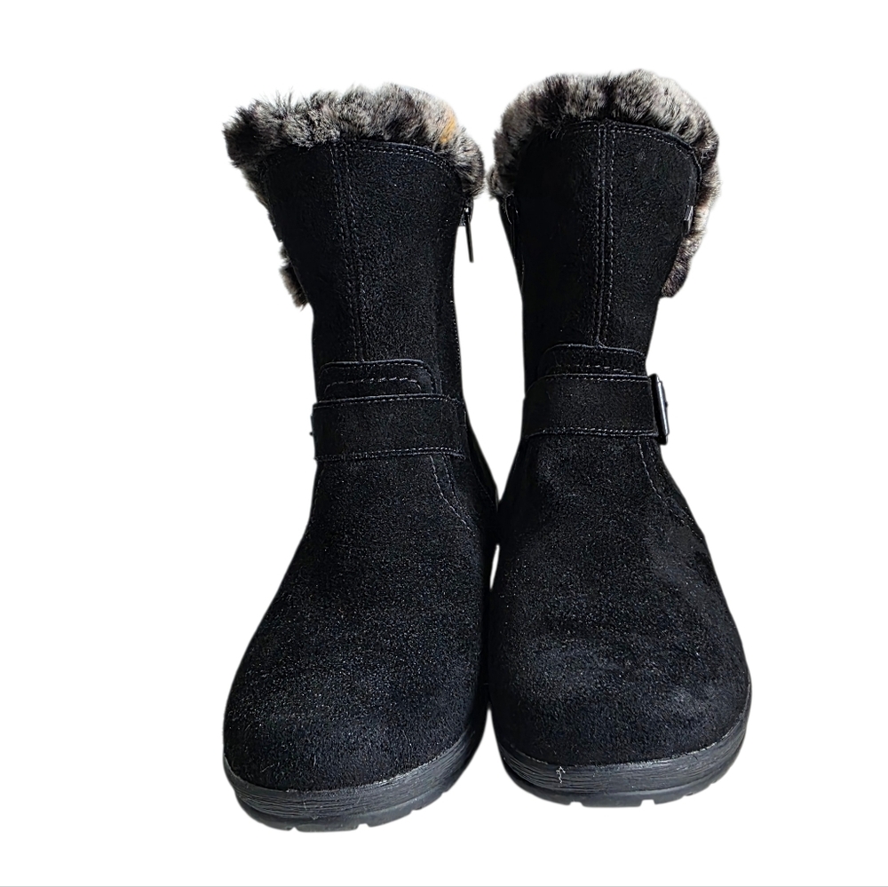 Remonte by Rieker Black Suede Fur Lined Ankle Boots EU 39 Winter Zip Booties - Picture 4 of 10